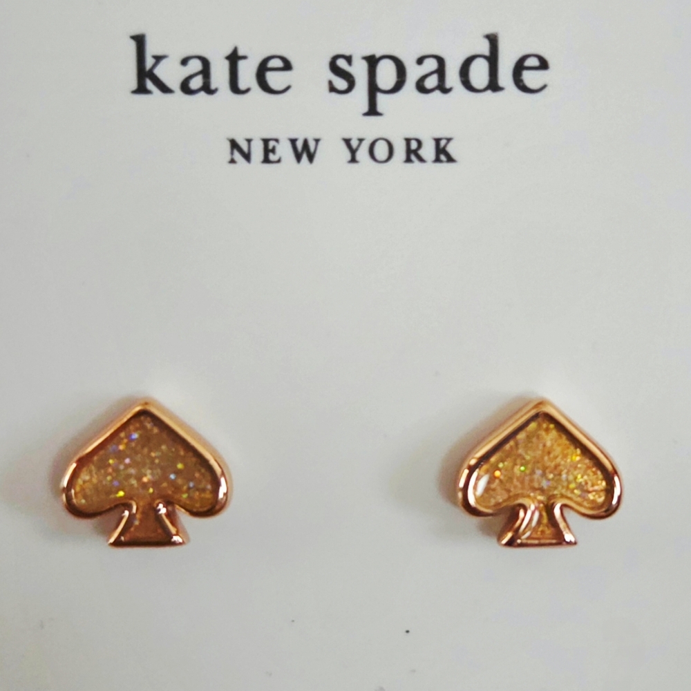 Kate Spade Everyday Glitter Gold Spade Earrings